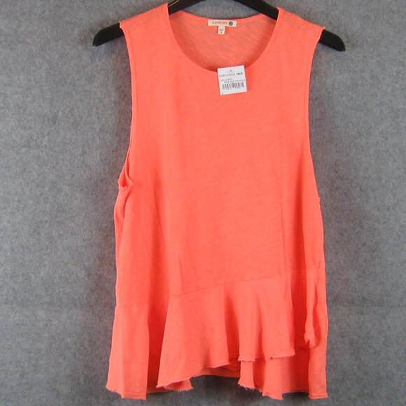 Sundry Peplum Sleeveless Tank Top Neon Orange Size 2 Medium NWT - Picture 5 of 7